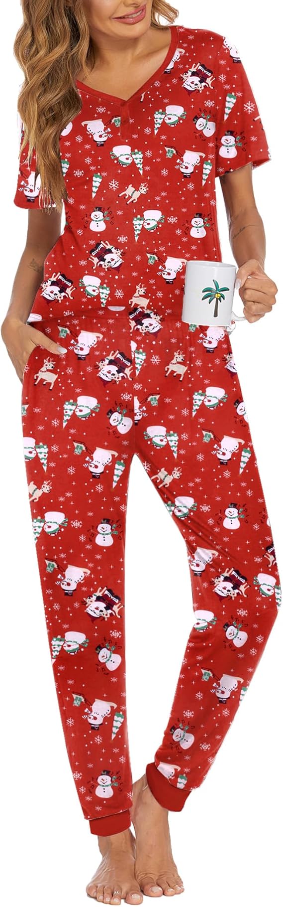 Ekouaer Pajamas Set Womens 2 Piece Lounge Set Short Sleeve Pjs Joggers Pants Sleepwear with Pockets Ekouaer Pajamas Set Womens 2 Piece Lounge Set Short Sleeve Pjs Joggers Pants Sleepwear with Pockets