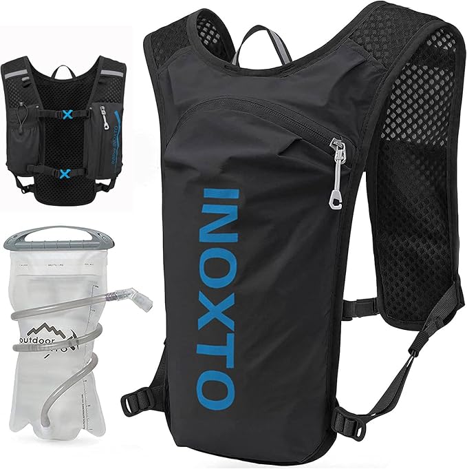 INOXTO Running Hydration Vest Backpack,Lightweight Insulated Pack with 1.5L Water Bladder Bag Daypack for Hiking Trail Running Cycling Race Marathon for Women Men INOXTO Running Hydration Vest Backpack,Lightweight Insulated Pack with 1.5L Water Bladder Bag Daypack for Hiking Trail Running Cycling Race Marathon for Women Men