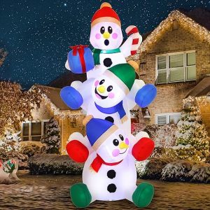 Joiedomi 6 FT Christmas Inflatable Stacked Snowman with Build-in LEDs Blow Up Inflatables for Xmas Party, Home Indoor Outdoor Yard Garden Lawn Winter Décor