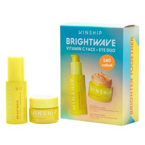 Kinship Brightwave Vitamin C Face + Eye Duo - 10% Vitamin C Serum (1 Fl Oz) + Brightening Eye Cream (0.5 Oz) | Fade Dark Spots