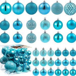 LANGXUN 36pcs Acid Blue Christmas Tree Decorations Balls, Bolas De Navidad, 2024 Christmas Decor, Indoor Outdoor Shatterproof Christmas Ornaments, Xmars Party Wedding Suppiles