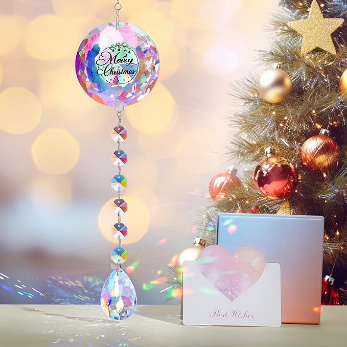 Merry Christmas Crystal Suncatcher Ornament Gifts for Women Mom Wife Girlfriend Friends Colleagues Teachers, Sparkling Hanging Christmas Decoration Merry Christmas Crystal Suncatcher Ornament Gifts for Women Mom Wife Girlfriend Friends Colleagues Teachers, Sparkling Hanging Christmas Decoration
