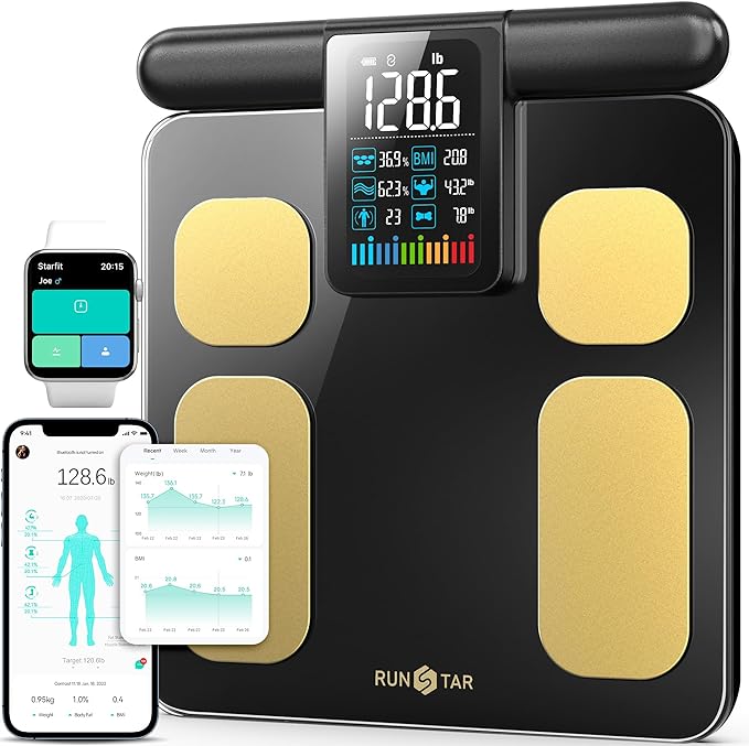 RunSTAR Scale for Body Weight and Fat Percentage, 8 Electrodes High Precision Digital Scale for BMI 20 Body Composition Measurement RunSTAR Scale for Body Weight and Fat Percentage, 8 Electrodes High Precision Digital Scale for BMI 20 Body Composition Measurement