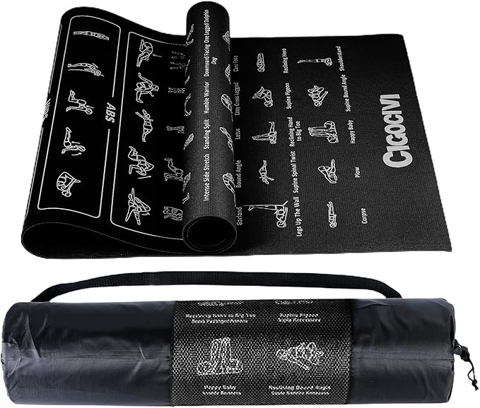Upgrade New Instructional Yoga Mat with 75 Poses Printed on It, 6mm Travel Yoga Mat with Bag Christmas Gifts for Women and Men, 1 4 Inch Extra Thick Non-Slip Upgrade New Instructional Yoga Mat with 75 Poses Printed on It, 6mm Travel Yoga Mat with Bag Christmas Gifts for Women and Men, 1/4 Inch Extra Thick Non-Slip