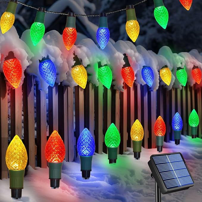 Upgraded Solar Christmas Lights, 20 LED C9 Christmas Lights, Christmas Pathway Makers, Solar Stake String Lights for Outdoor Christmas Decorations Upgraded Solar Christmas Lights, 20 LED C9 Christmas Lights, Christmas Pathway Makers, Solar Stake String Lights for Outdoor Christmas Decorations