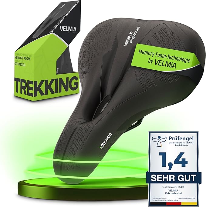 VELMIA Bike Seat Designed in Germany, Made of Comfy Memory Foam I Bicycle Seat for Men and Women, Waterproof Bike Saddle with Smart Zone VELMIA Bike Seat Designed in Germany, Made of Comfy Memory Foam I Bicycle Seat for Men and Women, Waterproof Bike Saddle with Smart Zone