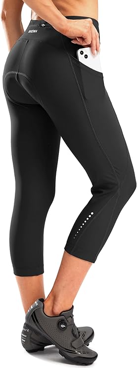 Women's 4D Padded Bike Pants High Waist Cycling Shorts Bicycle Capris 3,4 Biking Tights with Zipper Pockets Women's 4D Padded Bike Pants High Waist Cycling Shorts Bicycle Capris 3/4 Biking Tights with Zipper Pockets