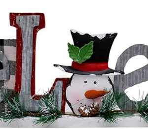 Wooden Christmas Table Decoration Free-standing Decorative Snowman Sign Wood Merry Xmas Centerpieces Winter Holiday Decor for Home Party Office