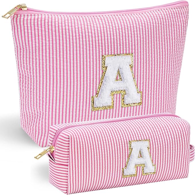 YOOLIFE Christmas Gifts for Girls Personalized Initial Makeup Bag Pink Cosmetic Bag Travel Toiletry Bag Girlfriend Teacher Gifts YOOLIFE Christmas Gifts for Girls | Personalized Initial Makeup Bag Pink Cosmetic Bag Travel Toiletry Bag Girlfriend Teacher Gifts