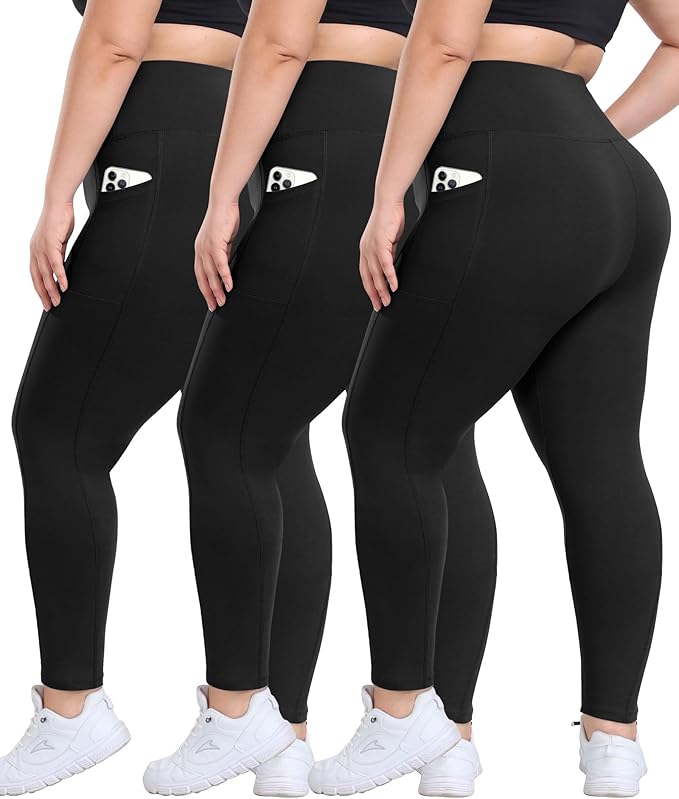 ZENFLEX 3 Pack Capri Leggings For Women With Pockets-High Waisted Tummy Control Workout Gym Yoga Pants
