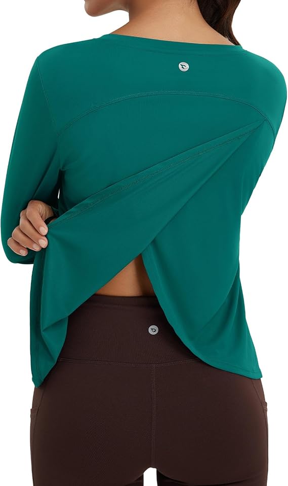 BALEAF Women's Long Sleeve Workout Tops Athletic Shirts Split Back Running Gym Quick Dry Sun Protection UPF 50+ BALEAF Women's Long Sleeve Workout Tops Athletic Shirts Split Back Running Gym Quick Dry Sun Protection UPF 50+
