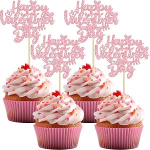 Glitter Sweet Heart Happy Valentines Day Cake Decoration