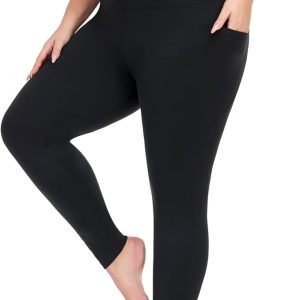 MOREFEEL Plus Size Leggings for Women with Pockets-Stretchy X-4XL Tummy Control High Waist Womens Leggings Workout Yoga Pants