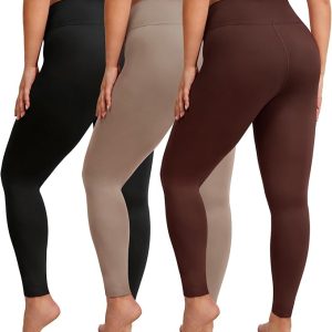 VALANDY Creamlush 3 Pack Plus Size Leggings for Women-High Waisted Tummy Control Soft Stretchy Yoga Pants