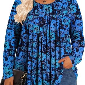 Womens Plus Size Tops Long Sleeve Shirts Fall Tunics Blouses Wear with Leggings