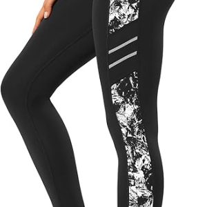 Yvette Printed Workout Leggings for Women High Waisted Yoga Pants with 2 Pockets Non See-Through Tummy Control