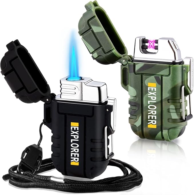 2 Pack Waterproof Lighter Outdoor Windproof Torch Lighter Dual Arc Lighter Butane Electric Lighter USB Rechargeable Lighter Flameless Plasma Lighter 2 Pack Waterproof Lighter Outdoor Windproof Torch Lighter Dual Arc Lighter Butane Electric Lighter USB Rechargeable Lighter Flameless Plasma Lighter