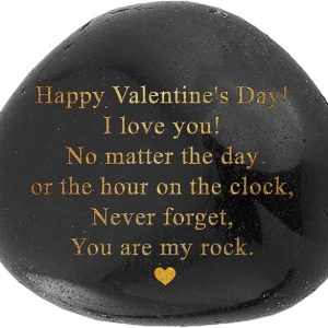 Happy Valentines Day Gift - Black Polished You are My Rock Engraved Pebble - Emotional Valentines Gifts for Him, Valentines Gifts for Her