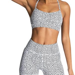 IMEKIS Women's Workout Sets 2 Piece Yoga Outfit High Waisted Biker Shorts Leggings Sports Bra Gym Fitness Clothes Tracksuit
