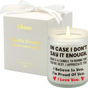 Lihome Gifts for Her - Anniversary Wedding, Birthday, Christmas, Valentines Day, Friendship Gifts, Natural Soy Wax Vanilla Coconut Scented Candles(7oz)