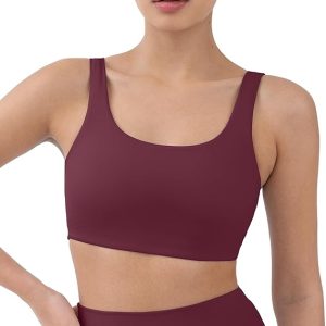 PAVOI ACTIVE Yoga Sports Bras for Women | High Support Low Scoop Neck Low Impact Gym Bra with Removable Pads | FlexFlow