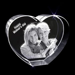 Personalized Custom 3D Photo engraved Crystal (Small Heart (3.93X3.55X2.3 Inch.))
