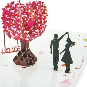 Valentine Day 3D Pop Up Card, 8 Inch Love Tree Greeting Cards for Women Mom Girlfriend Boyfriend