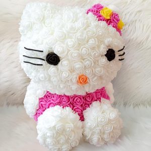 Valentines Day Gifts for Her- Hand Made Rose Kitty Valentine Day Gifts for Kids - Artificial Teddy Bear Gift for Women