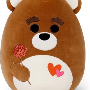 Valentines Day Plush, Soft Bear Stuffed Animals with Red Heart and Rose, Cute Stuffy Doll Pillow Toys Bear Valentines Gifts for Her