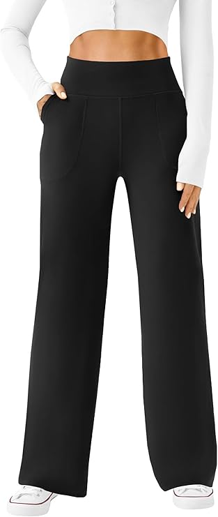 Womens Wide Leg Yoga Pants Casual Work Dress Pants Lounge Sweatpants High Waist Comfy Loose Trousers with Pockets Womens Wide Leg Yoga Pants Casual Work Dress Pants Lounge Sweatpants High Waist Comfy Loose Trousers with Pockets