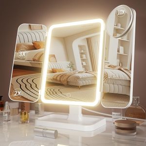 frano Makeup Vanity Mirror with Lights, Valentines Day Gifts for Her, Rechargeable Makeup Mirror with Magnification
