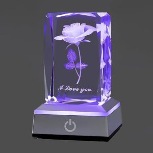 hochance 3D Rose Crystal Multicolor Nightlight,I Love You Decolamp,Perfect Valentines Day Gifts Ideas for Her