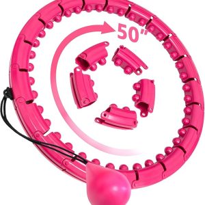 Brebon Weighted Hoola Exercise Fit Hoops Plus Size for Weight Loss, 2 in 1 Weight Loss 24 Detachable Knots Fitness Abdomen Equipment Hoops Adjustable Auto-Spinning Ball for Adult