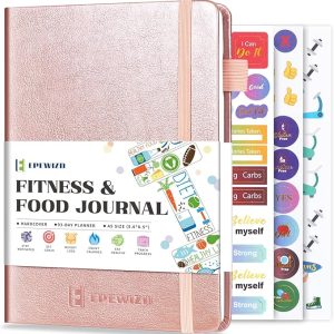Food and Fitness Journal Hardcover Wellness Planner Workout Journal for Women Men to Track Meal and Exercise