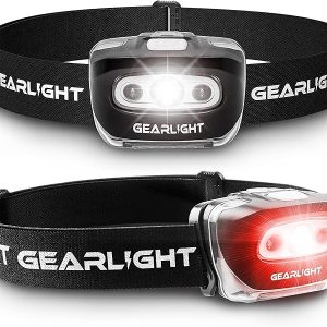 GearLight 2Pack LED Headlamp - Outdoor Camping Head Lamps with Adjustable Headband - Lightweight Battery Powered Bright Flashlight Headlight