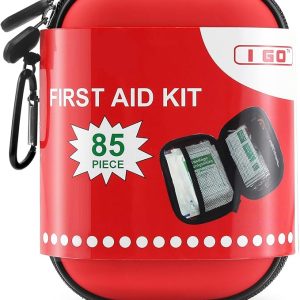 I GO 85 Pieces Hard Shell Mini Compact First Aid Kit, Small Personal Emergency Survival Kit for Travel Hiking Camping Backpacking Hunting Marine Car