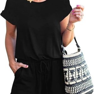 ANRABESS Rompers for Women Summer 2025 Casual Dressy One Piece Tshirt Short Pants Jumpsuit Beach Vacation Outfit Clothes