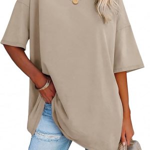 ATHMILE Womens Summer Oversized Shirts V Neck Business Casual Workout Tops Beach Vacation 2025 Gym Clothes