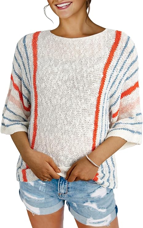 Dokotoo Womens 2025 Spring Casual Color Block Striped Lightweight Comfy Cable Knit Trendy Boho Clothes Pullover Sweaters Dokotoo Womens 2025 Spring Casual Color Block Striped Lightweight Comfy Cable Knit Trendy Boho Clothes Pullover Sweaters