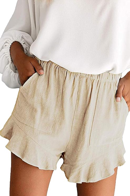 Mosucoirl Women Comfy Drawstring Casual Elastic Waist Pure Color Shorts Summer Beach Lightweight Short Pants with Pockets Mosucoirl Women Comfy Drawstring Casual Elastic Waist Pure Color Shorts Summer Beach Lightweight Short Pants with Pockets