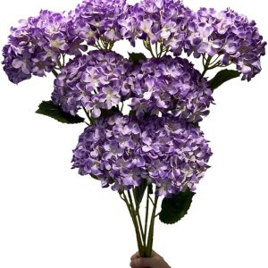 8pcs Purple Hydrangea Artificial Flowers 27.61" Large Realistic Single Long Stem Faux Silk Hydrangea Bouquets Flowers Arrangements Home Office Decor Wedding Centerpieces DIY