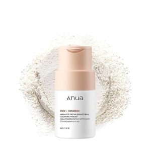 ANUA RICE ENZYME BRIGHTENING CLEANSING POWDER, Rice Mask, Ceramide, Gentle Face Wash for Brightening, Radiant Skin, Facial Cleanser for Dry Skin, Korean Skincare, Fragrance Free