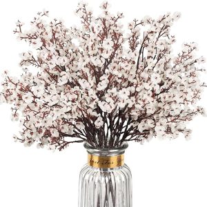 Babys Breath Artificial Flowers, 8 Bundles White Real Touch Fake Flowers Silk Flowers Bulk for Vase Home