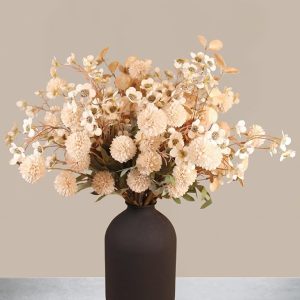 Beige Silk Flower Arrangements For Home Decor, Large Floral Centerpieces For Tables, Long Stem Artificial Flowers Coffee Dining Table