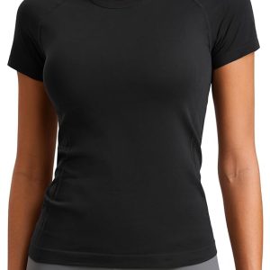 CRZ YOGA Seamless Workout Tops for Women Short Sleeve Athletic Tees Breathable Gym Running Yoga Shirts