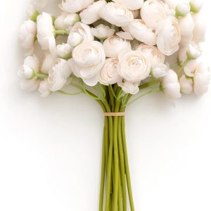 Ling's Moment Ranunculus Artificial Flower, Faux Silk Mini Ranunculus Flowers for DIY Bouquet, Bulk Fake Wedding Filler Flowers for Centerpieces