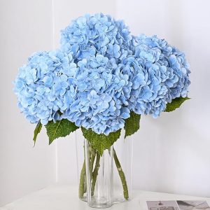 MARTINE MALL 3Pcs 21in Hydrangea Artificial Flowers, Latex Real Touch Hydrangeas Lifelike Large Hydrangea Flowers for Home