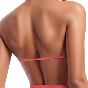 OMKAGI Halter Sports Bras for Women Padded Strappy Bra Open Back Workout Gym Crop