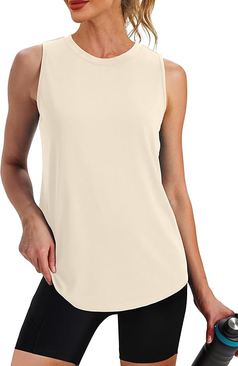 SAMPEEL Workout Tank Tops for Women Athletic High Neck Tops Lightweight Sleeveless Shirts Curved Hem Loose Fit Running Yoga SAMPEEL Workout Tank Tops for Women Athletic High Neck Tops Lightweight Sleeveless Shirts Curved Hem Loose Fit Running Yoga