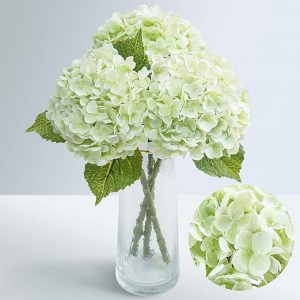 Waipfaru 21" Real Touch Hydrangea Artificial Flowers with Long Stem & Leaves, Full Latex Faux Hydrangea Flowers for Home Decor Party